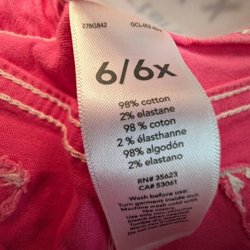 Carter's Girls Bright Pink Pants with Contrast Stitching Cotton Size 6/6X